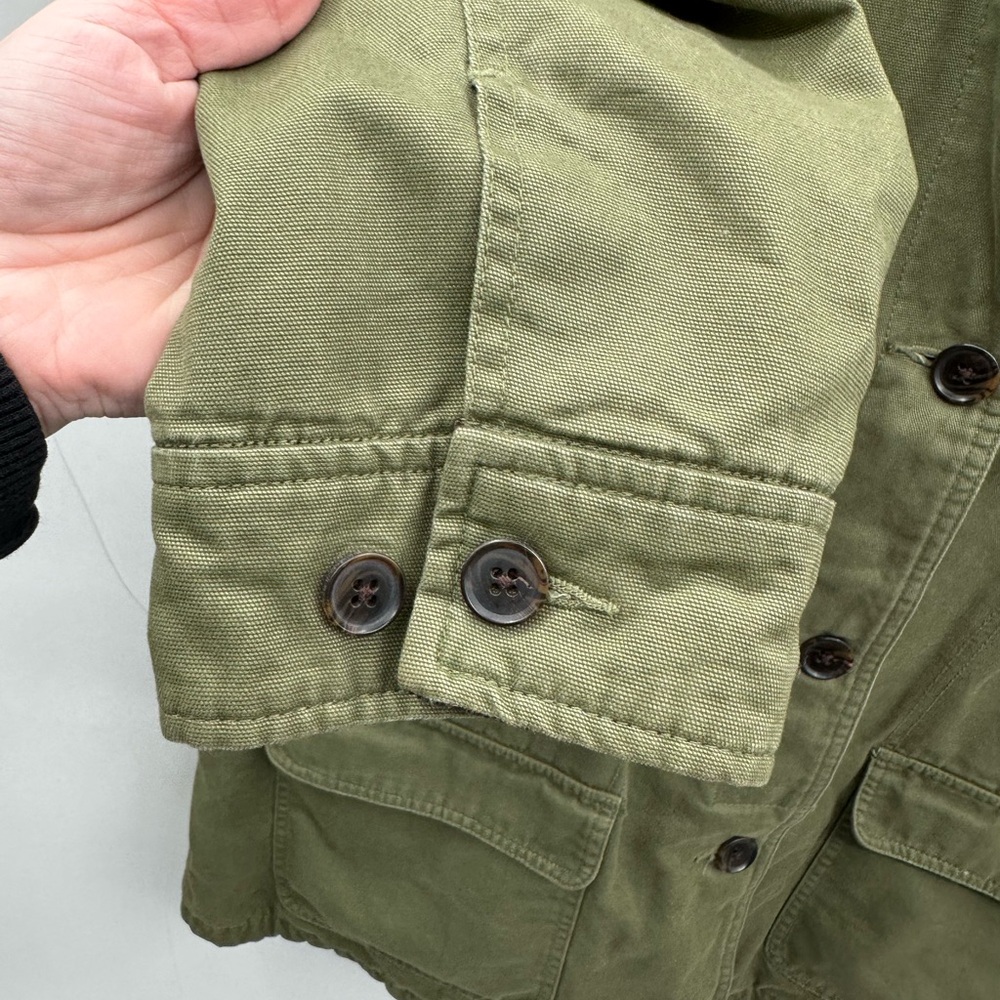Lands' End Olive Utility Jacket with Brown Collar - Picture 10 of 15